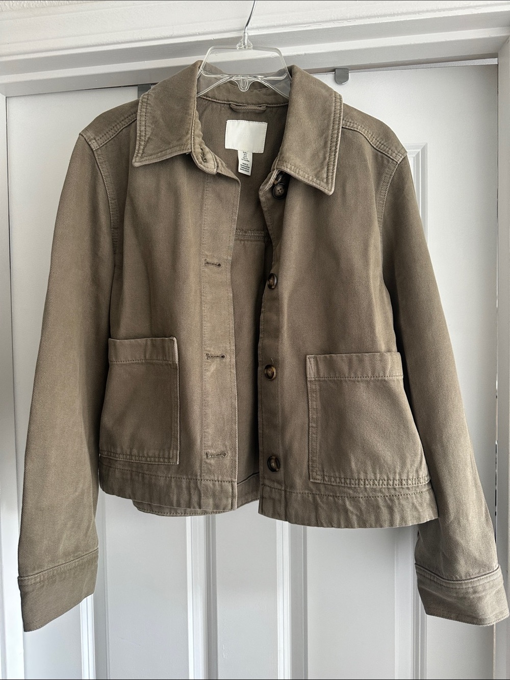 H&M Women's Khaki Tan Cotton Button-Up Jacket